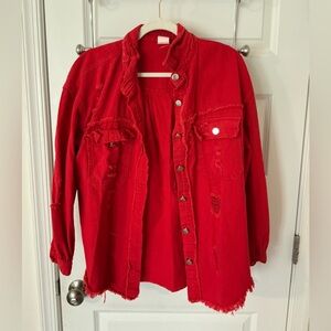 Red Distressed Women's Jacket